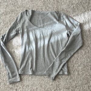 Reformation Grey Long Sleeve Scoop Neck Top